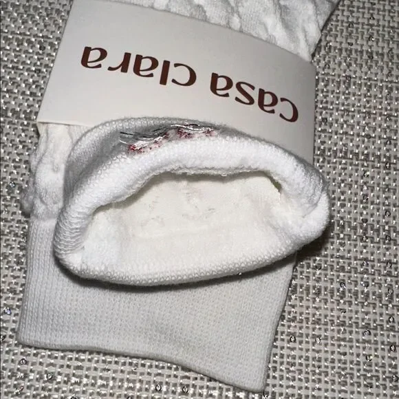 casa clara x Anthropologie Paulina White Embroidered Cherry Cable Knit Socks - Picture 8 of 8